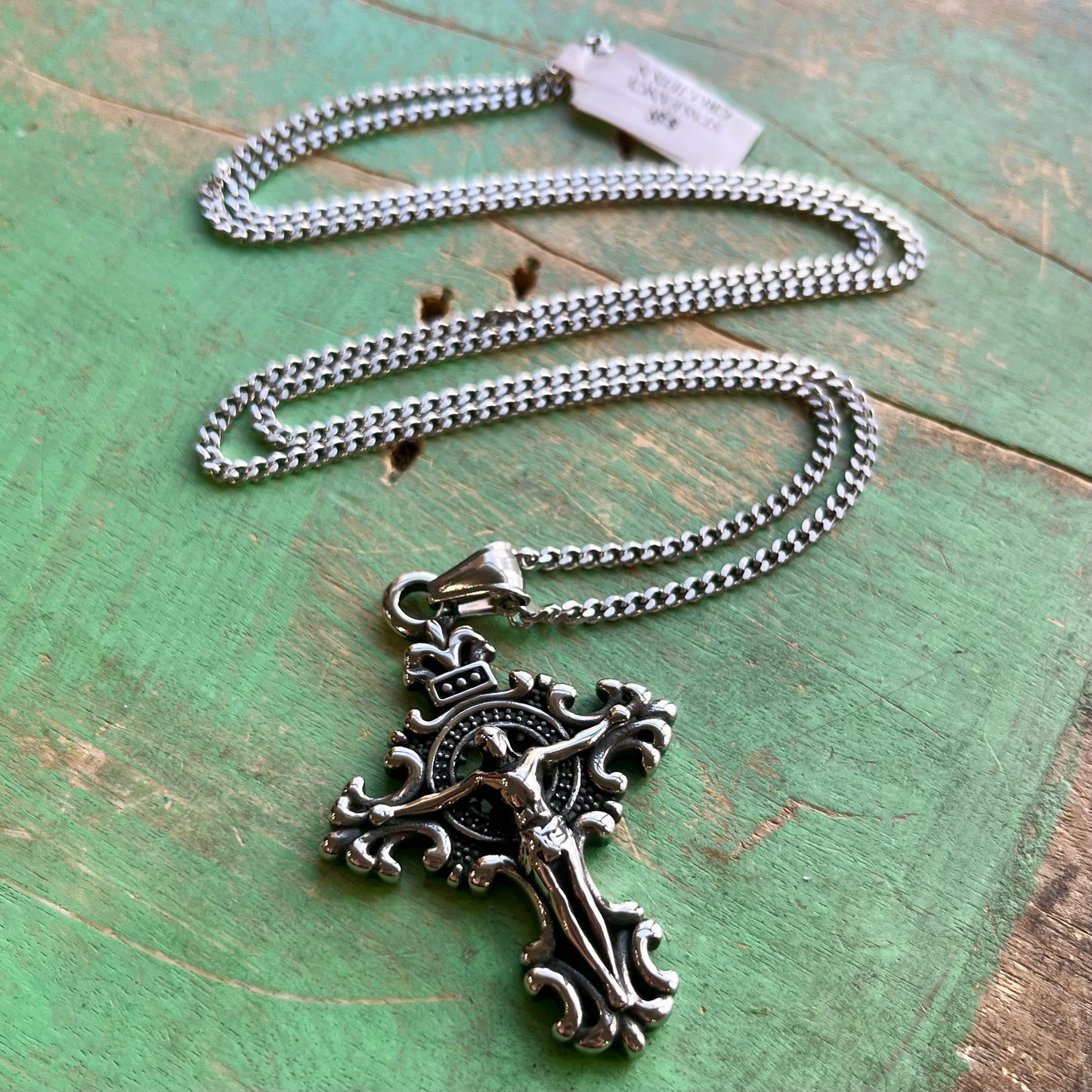 Stainless Steel Fancy Crucifix Necklace