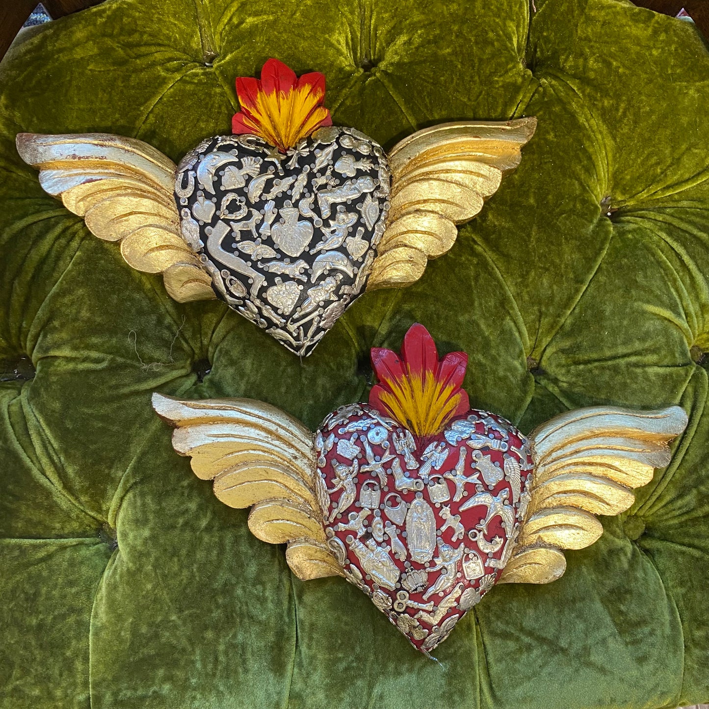 Milagros Corazon with Wooden Wings