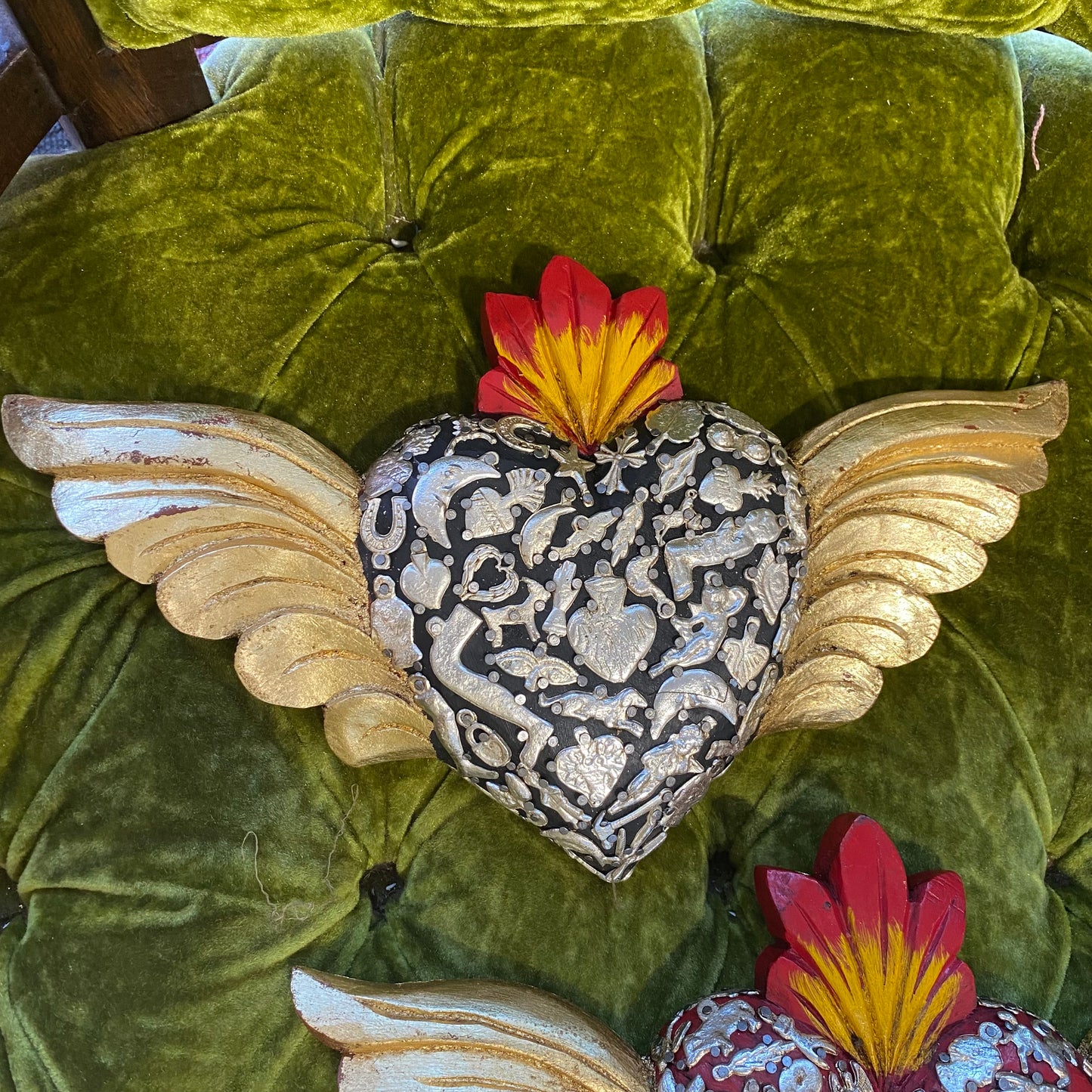 Milagros Corazon with Wooden Wings