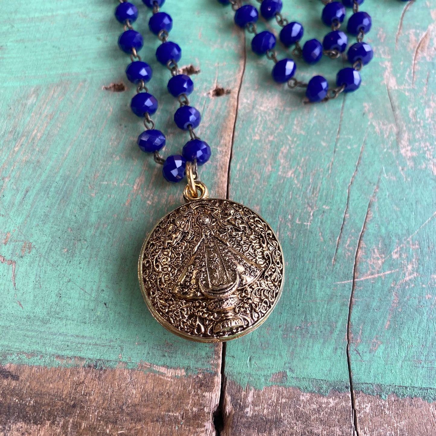 Our Lady Blue Crystal Necklace