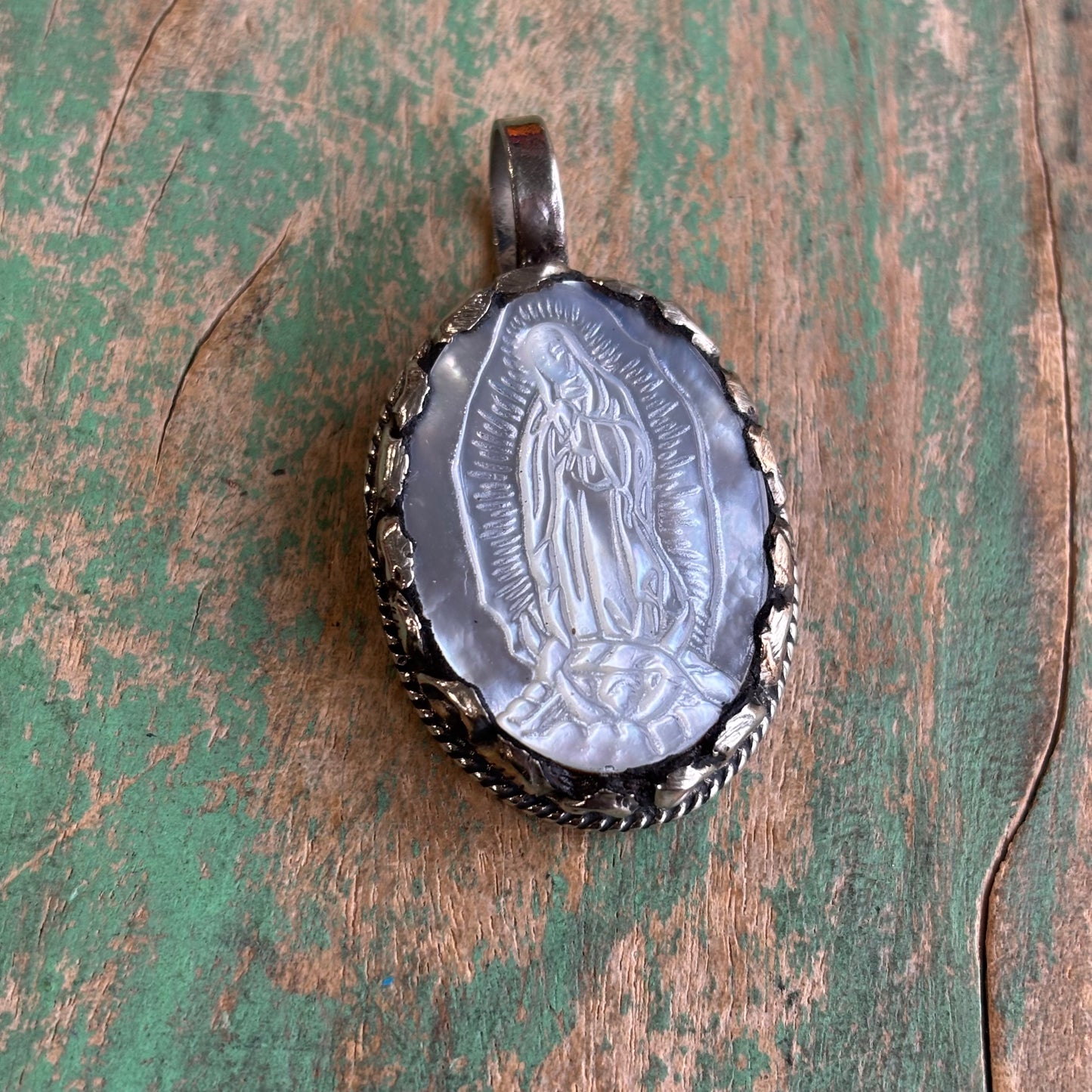 Mother of Pearl Mary Necklace or Ring or Pendant