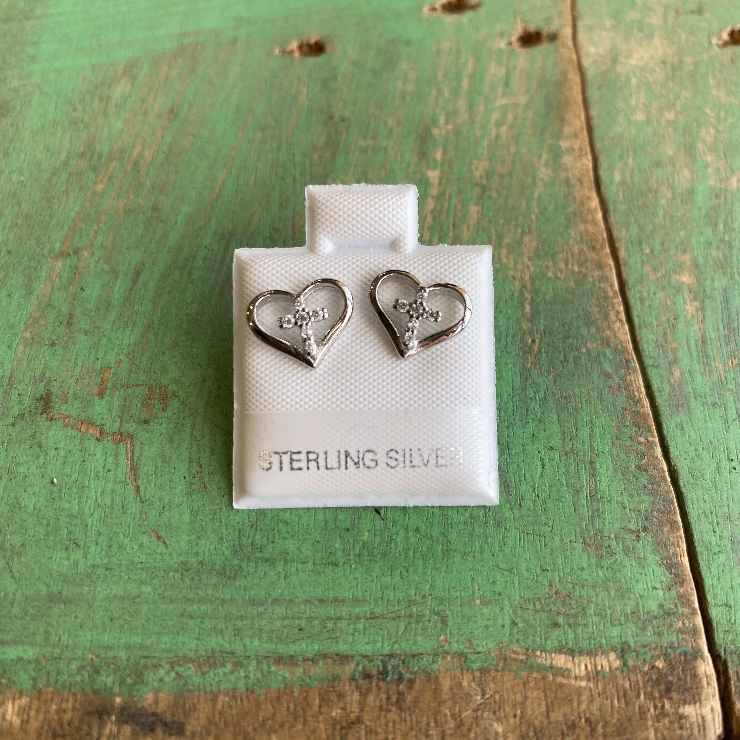 Heart store cross earrings