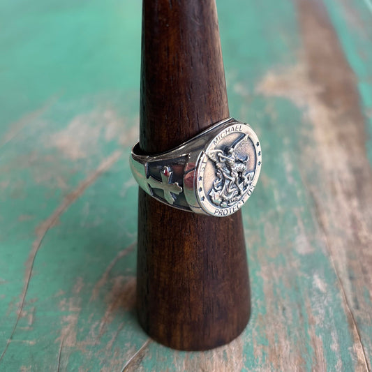 Bold Sterling Silver St Michael Ring