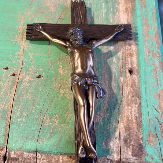 8" Bronze Polyresin Crucifix