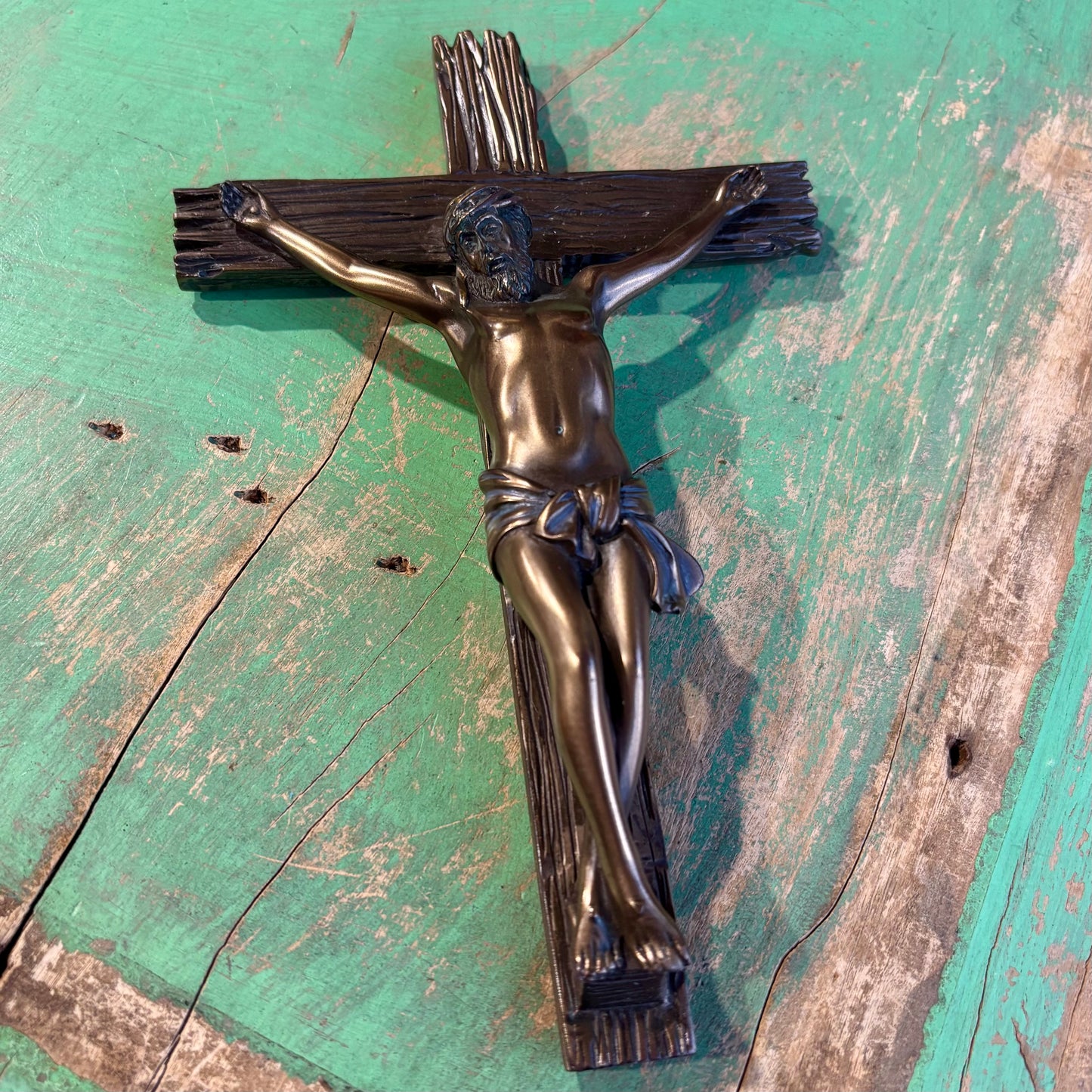 8" Bronze Polyresin Crucifix