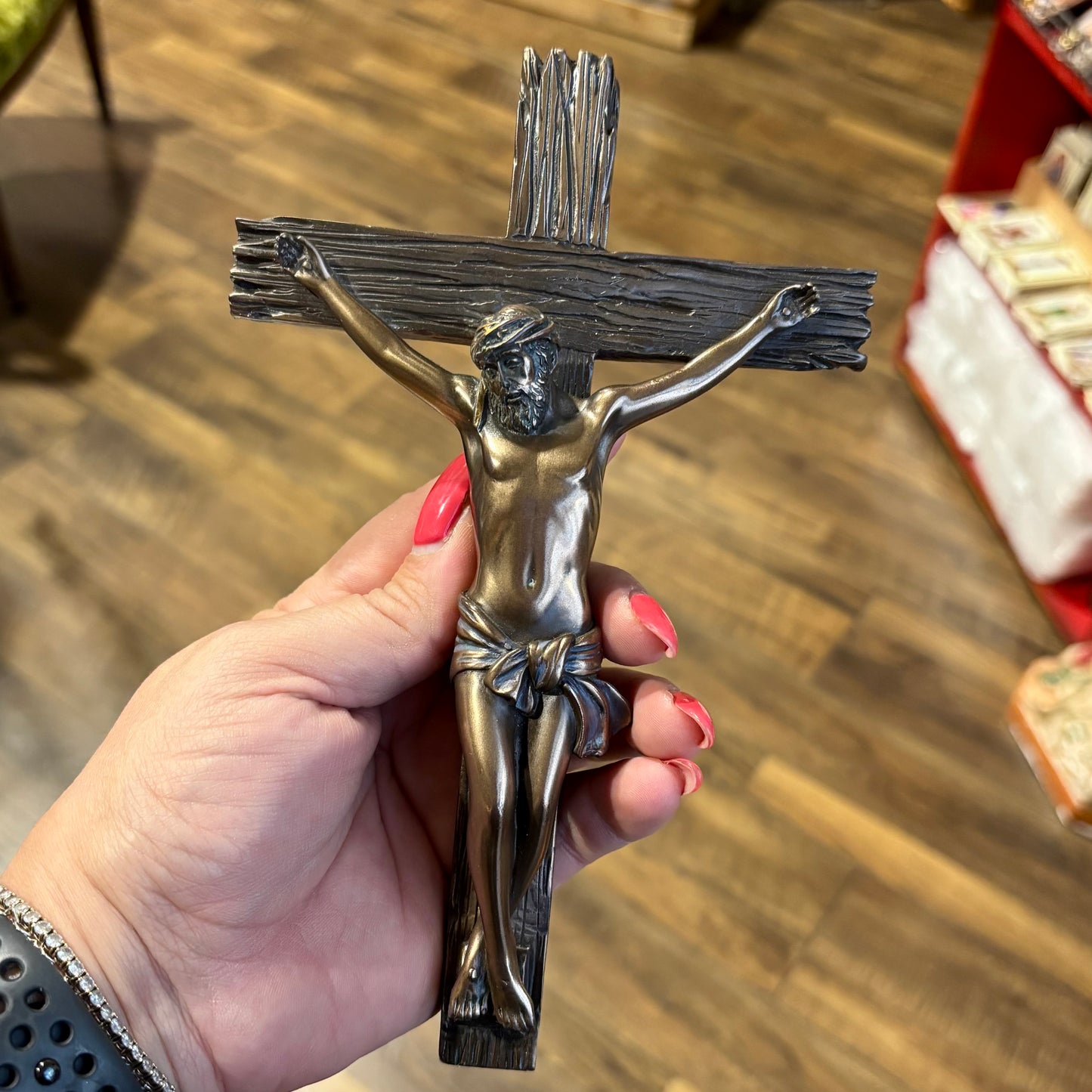 8" Bronze Polyresin Crucifix