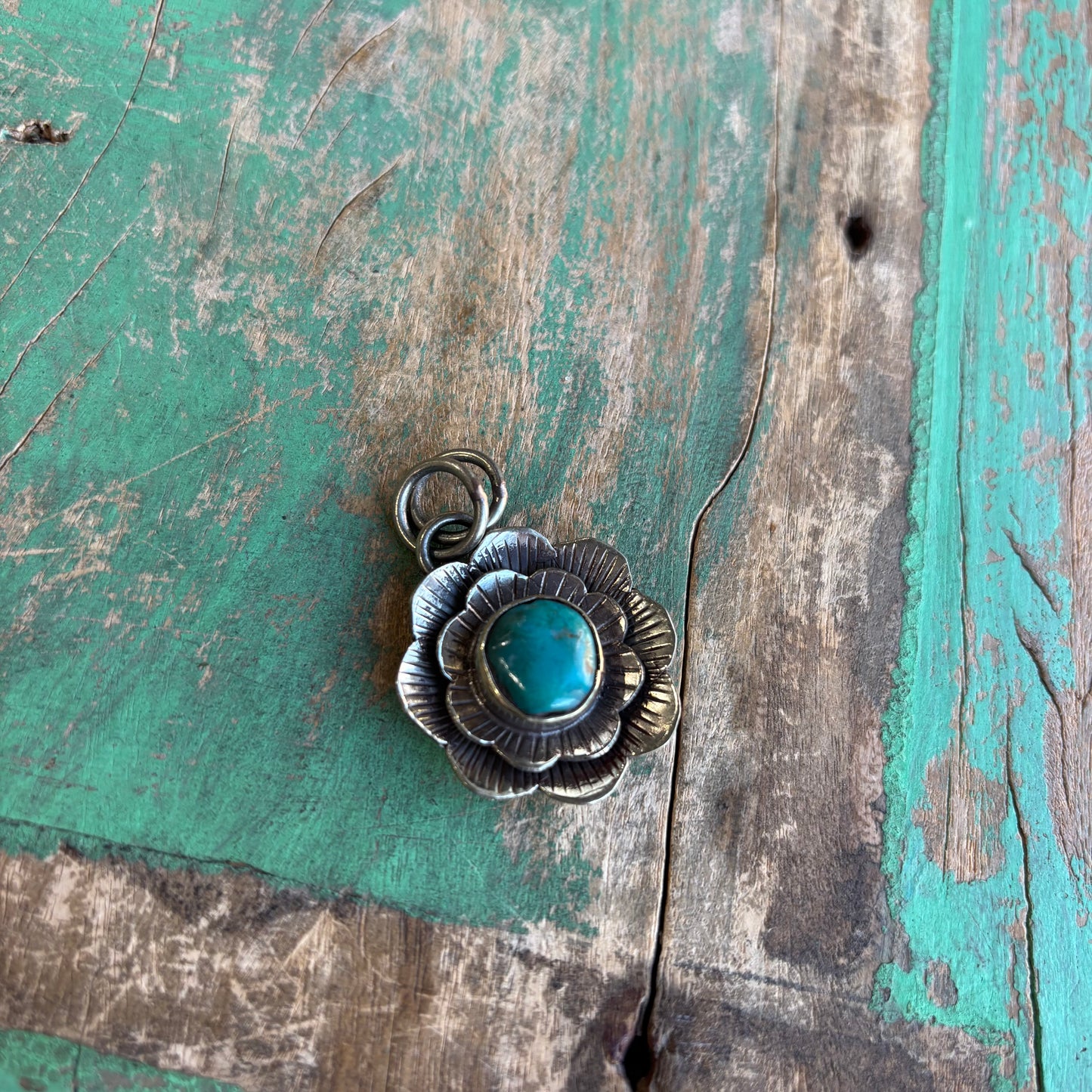 Blooming Turquoise  Flower Chilean Necklace or Ring