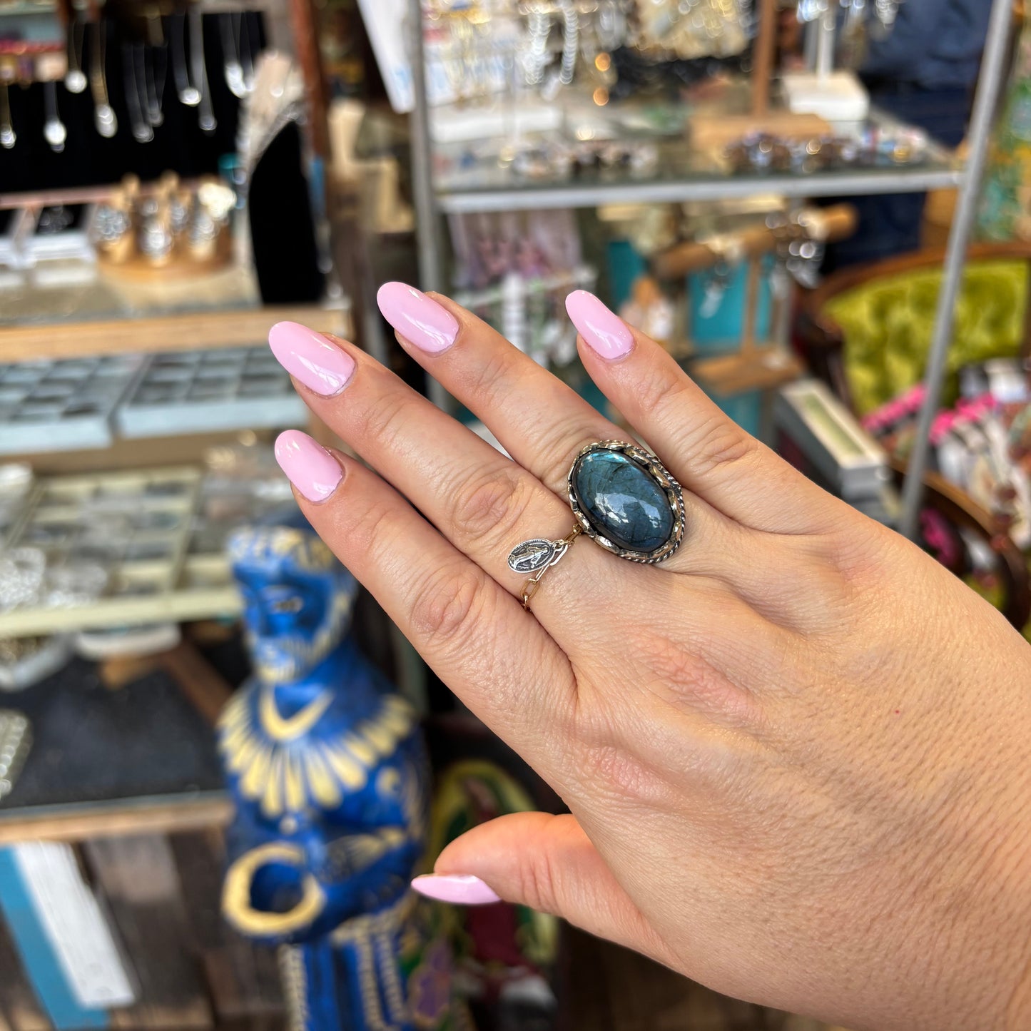 Blooming Labradorite  Flower Necklace or Ring