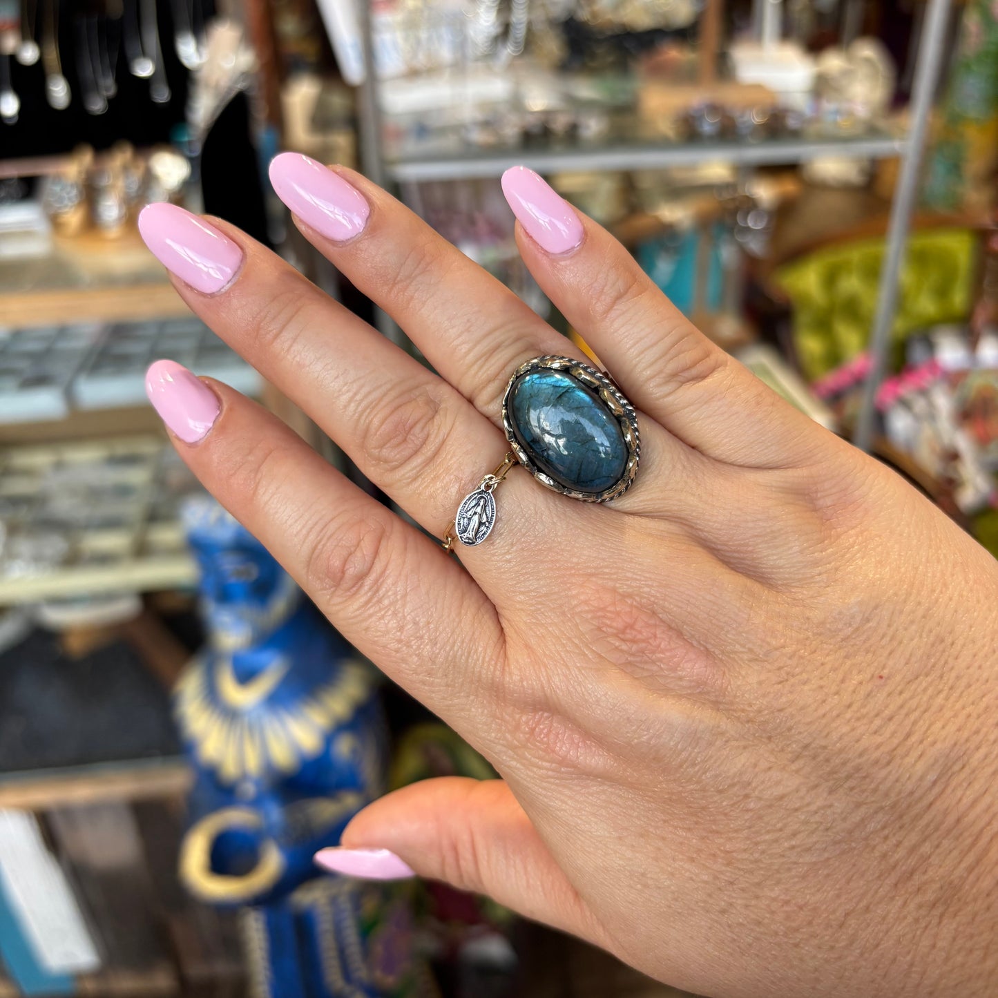 Blooming Labradorite  Flower Necklace or Ring