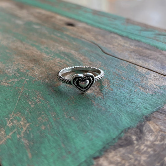 Sterling Silver Rope Heart Ring