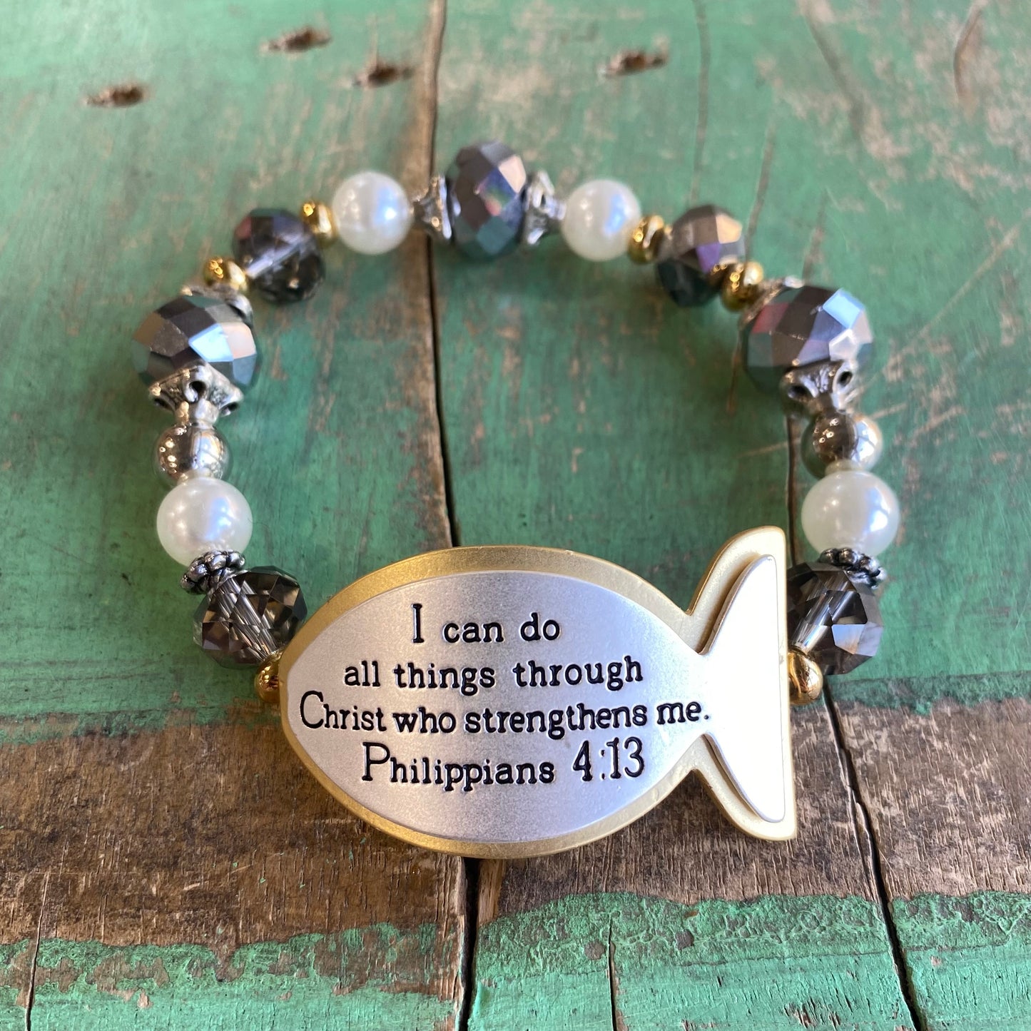 Scripture Fish Bracelets Black