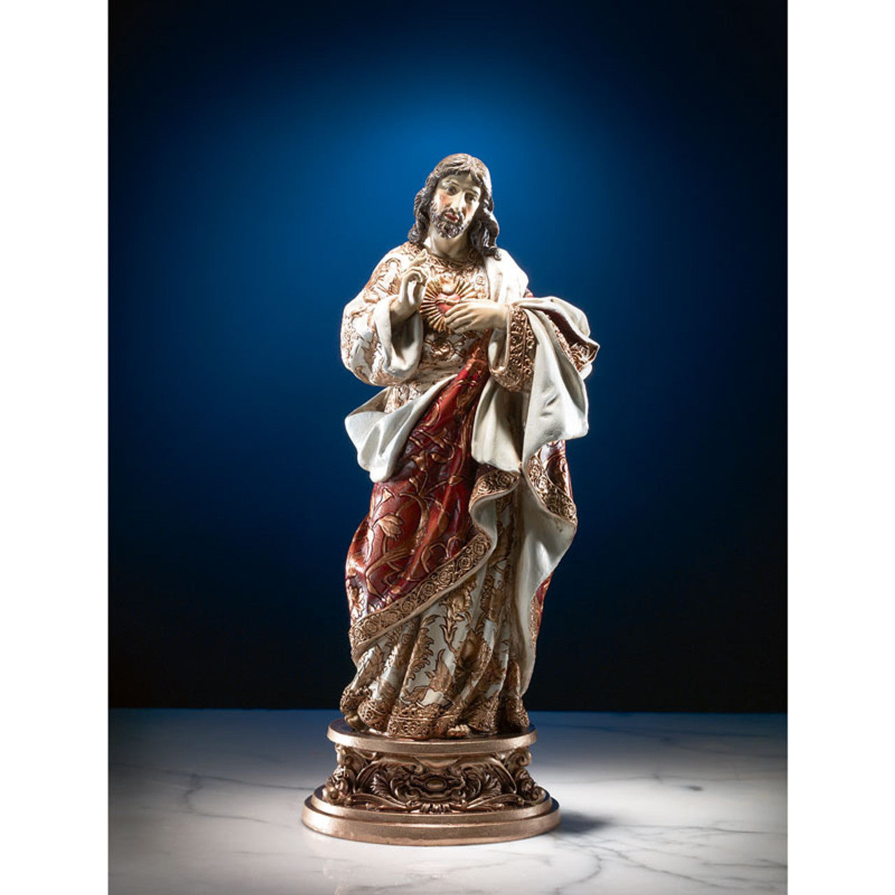 Sacred Heart of Jesus Statue with Ornate Base