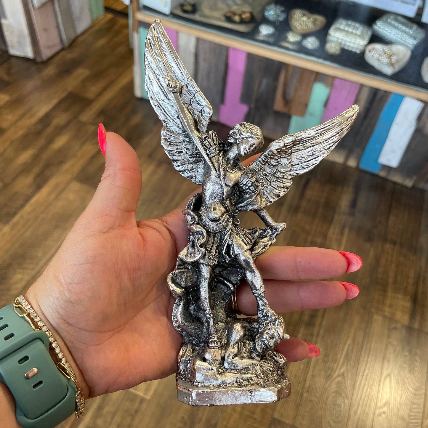 Silver Metal St Michael Statue