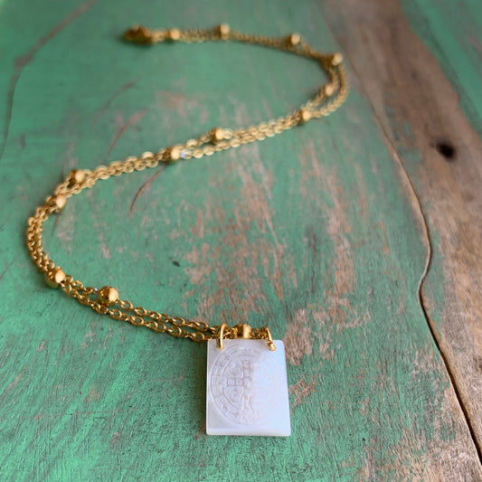 Mother of Pearl St. Benedict Necklace