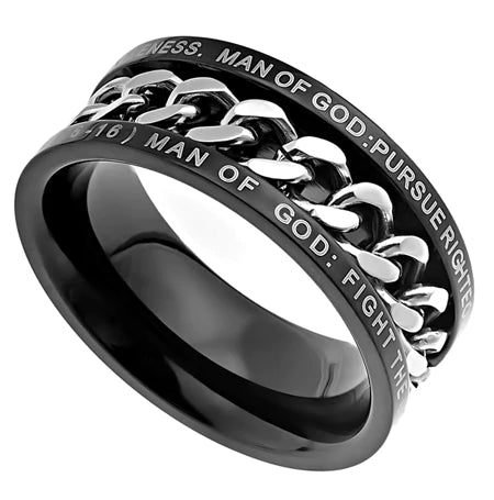 Men's Black Chain  Ring