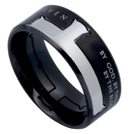 Black Iron Cross "Forgiven" Ring