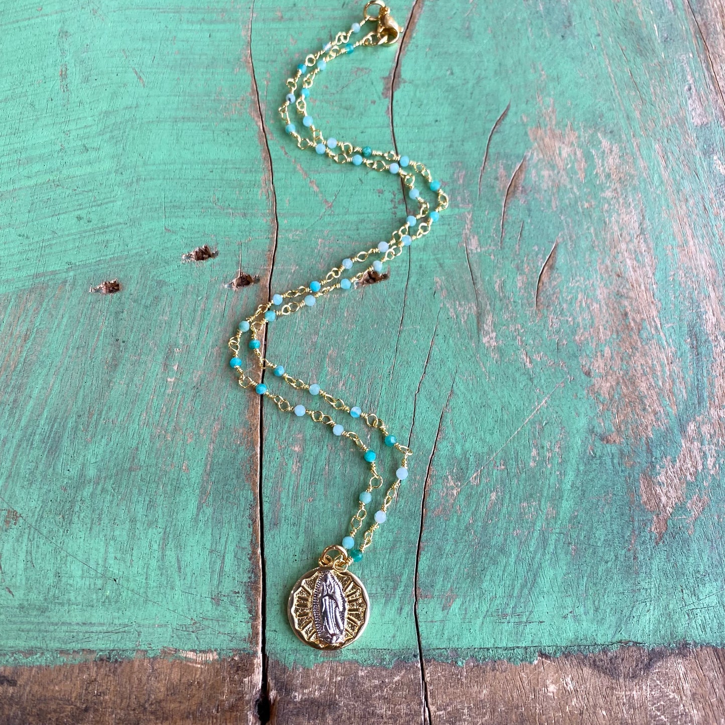 Mint Green Two-Tone OLG Necklace