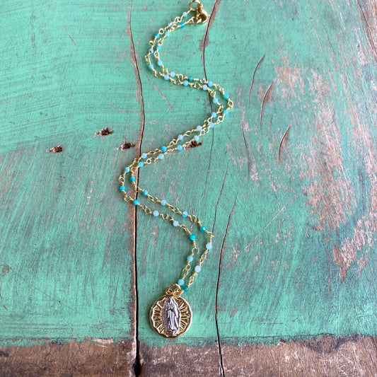 Mint Green Two-Tone OLG Necklace