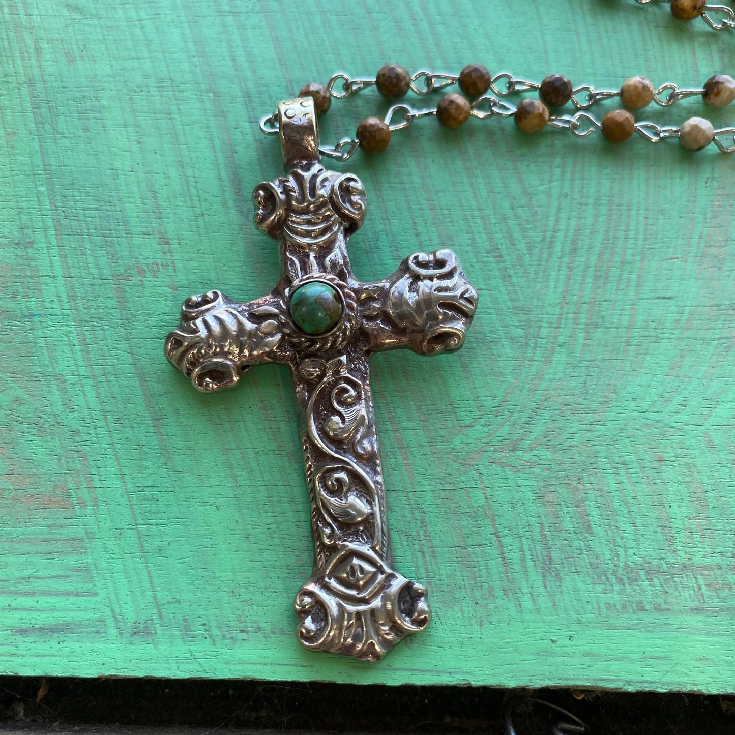 Jasper Cross Necklace