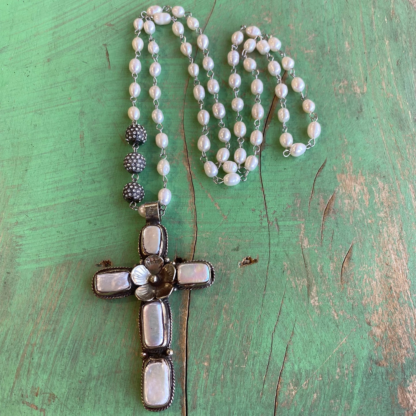 Freshwater Pearl Cross Necklace