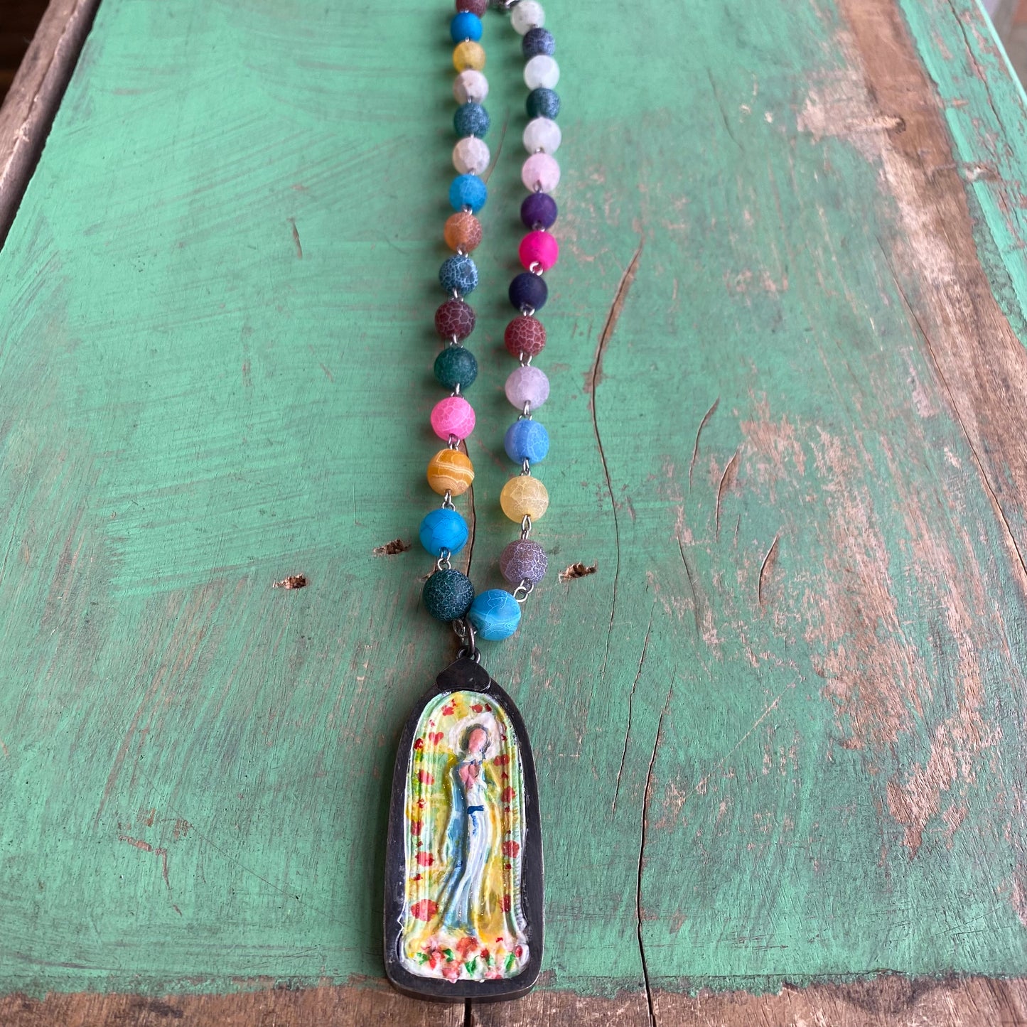 Lydia Artwork with Multicolor Bead Necklace