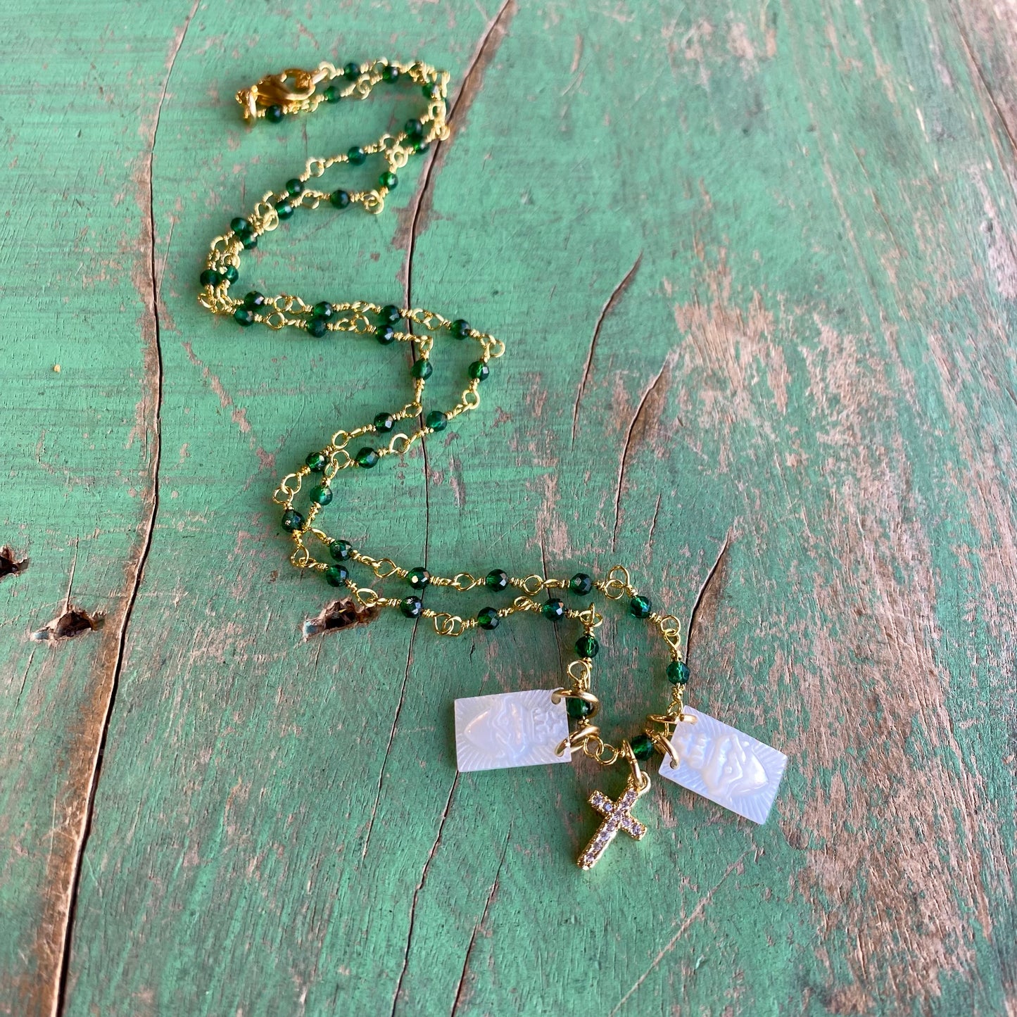 Serene Green Sacred Scapular Necklace