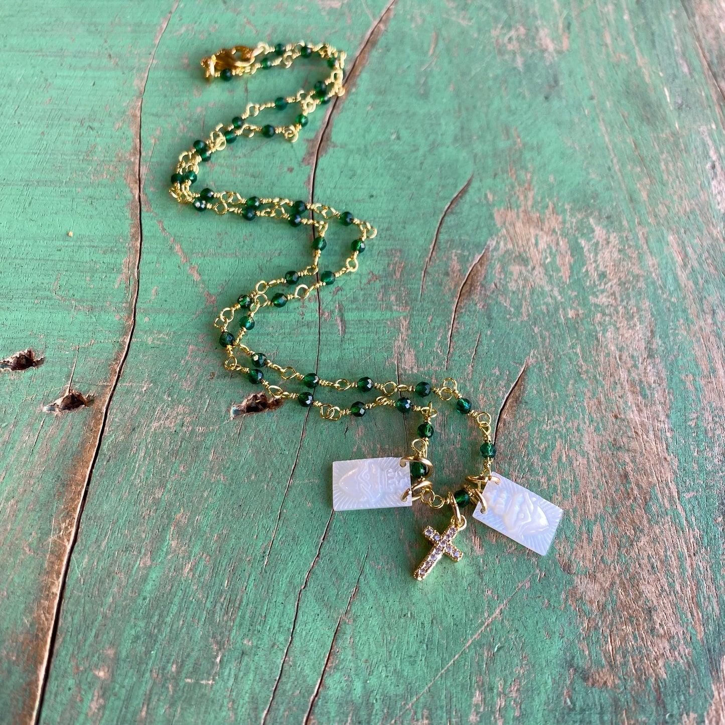 Serene Green Sacred Scapular Necklace