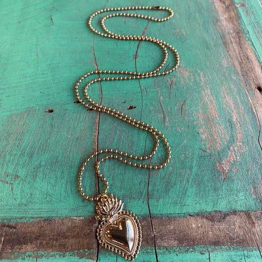 Long Sacred Heart Necklace