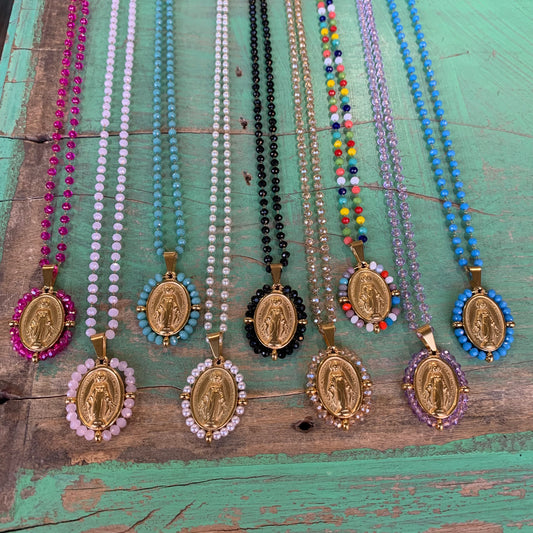 Crystal Miraculous Medal Necklace