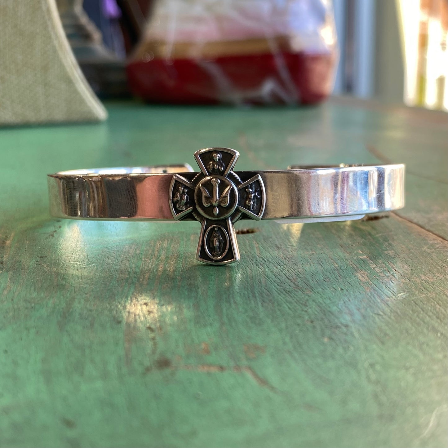 Sterling Silver Five Way Cross Simple Cuff