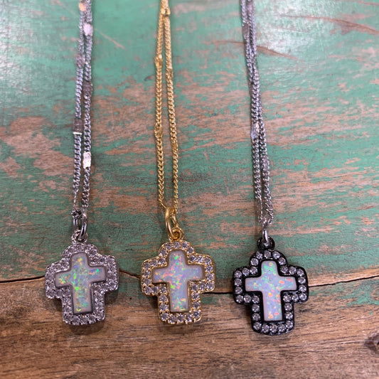 Opal Cross Necklace