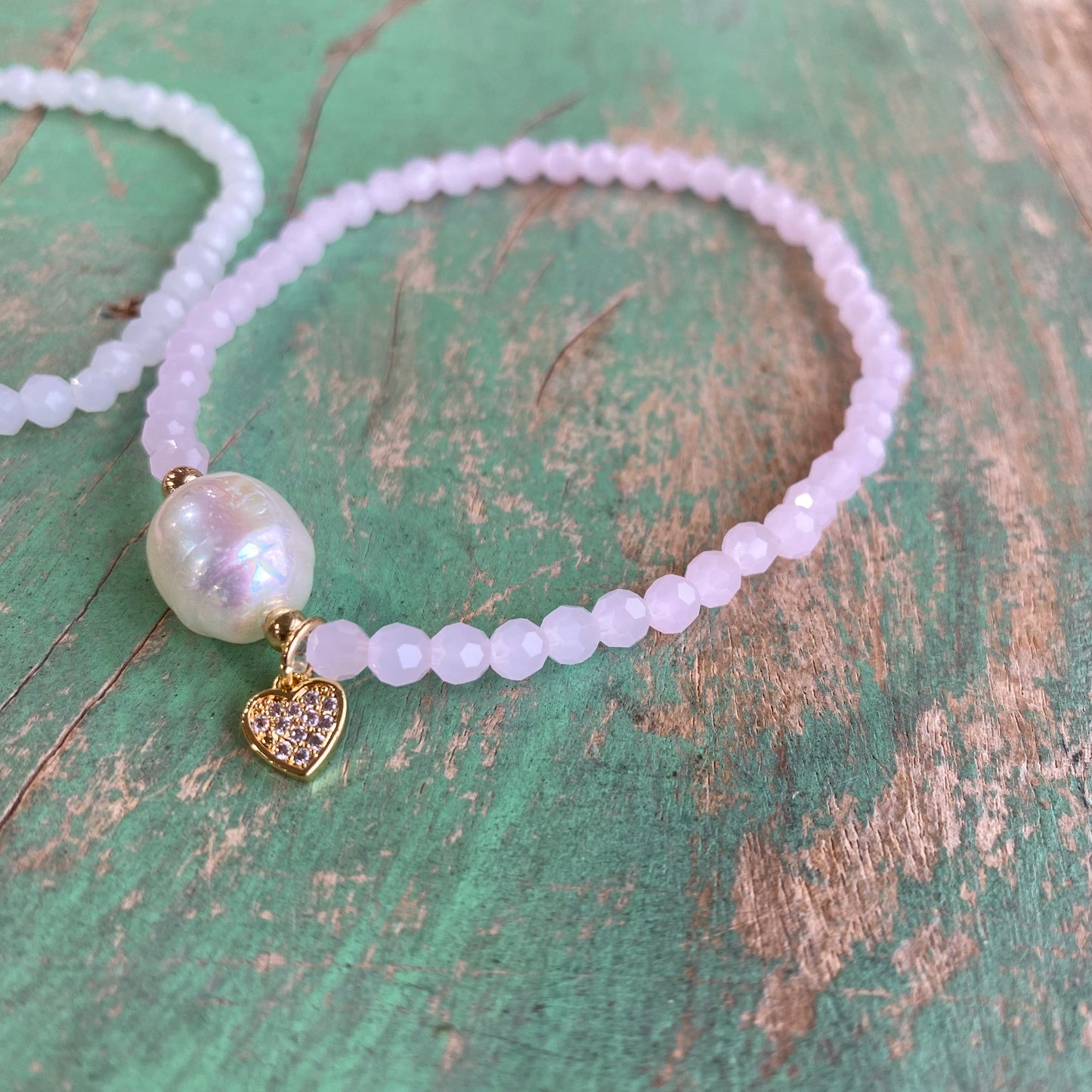 Crystal Heart Pearl Bracelets