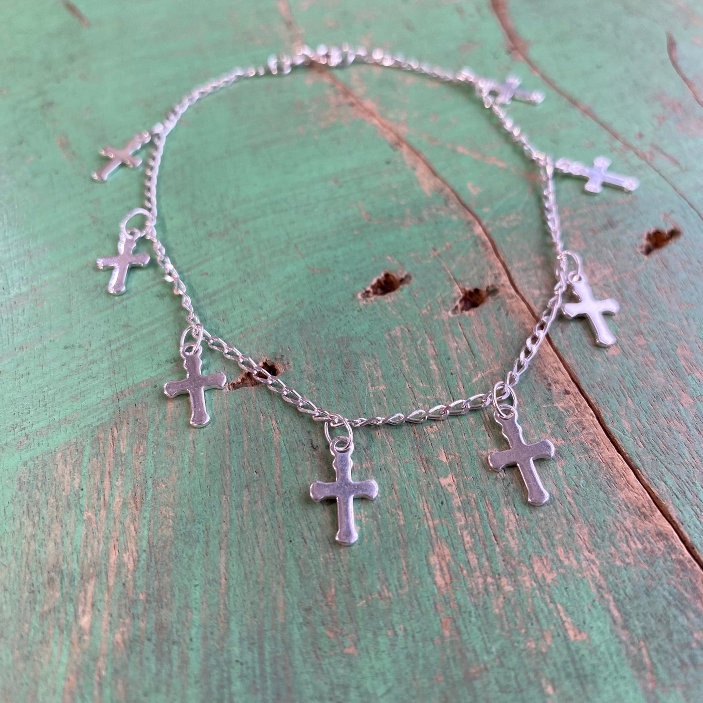 Sterling Silver Cross Charm Anklet