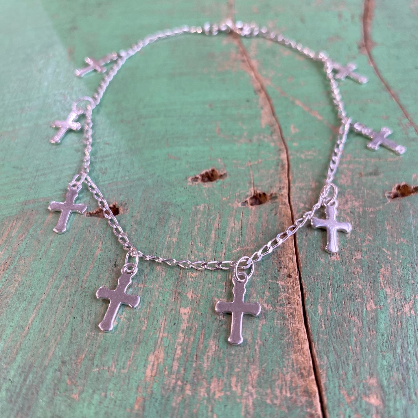 Sterling Silver Cross Charm Anklet