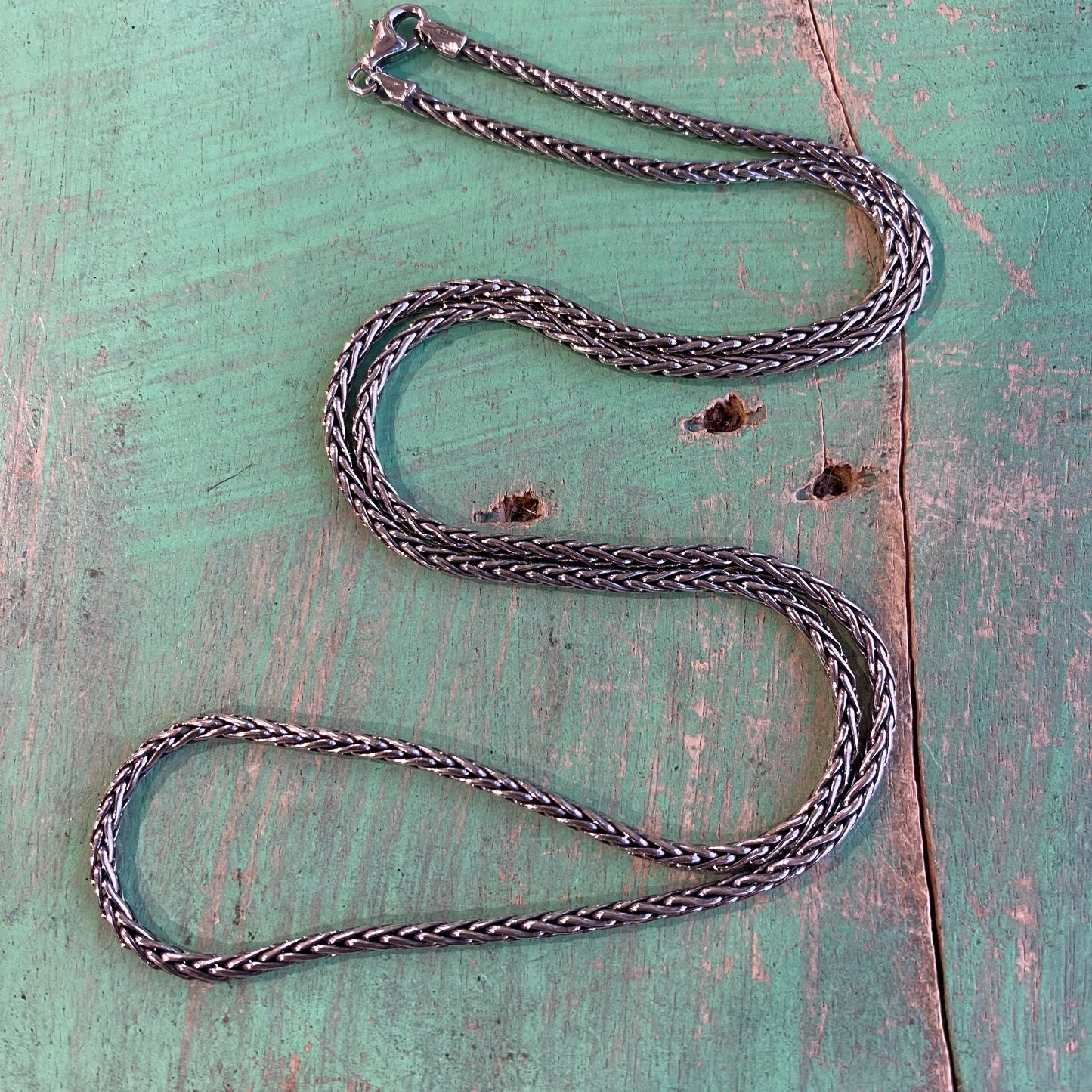 Sterling Silver Oxidized Wheat Chain