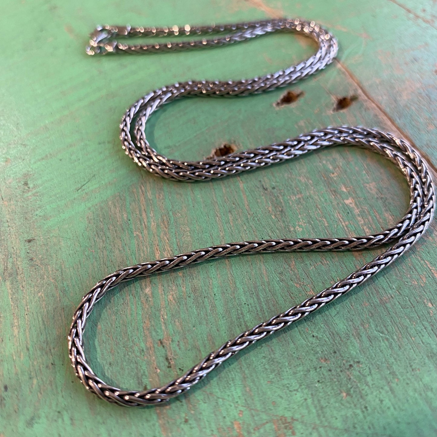 Sterling Silver Oxidized Wheat Chain