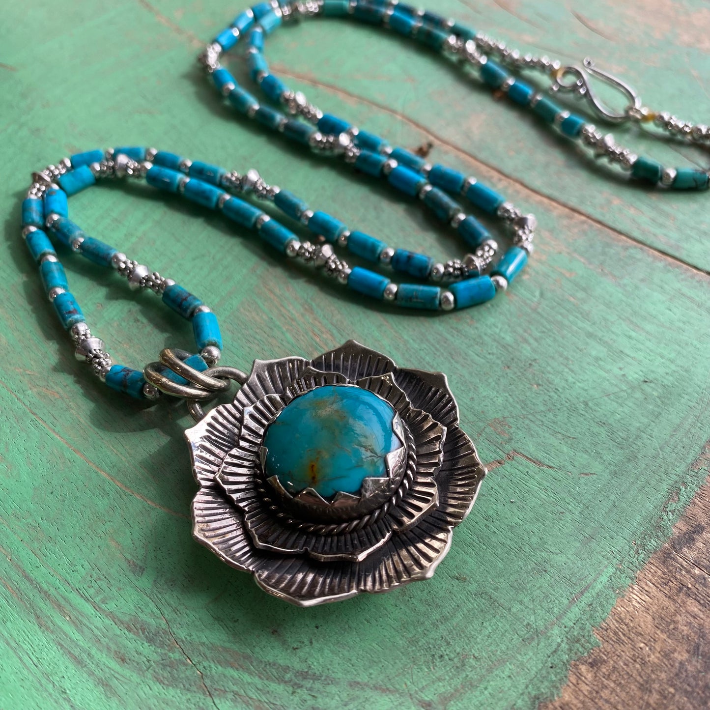 Turquoise Faithful Flower Necklace