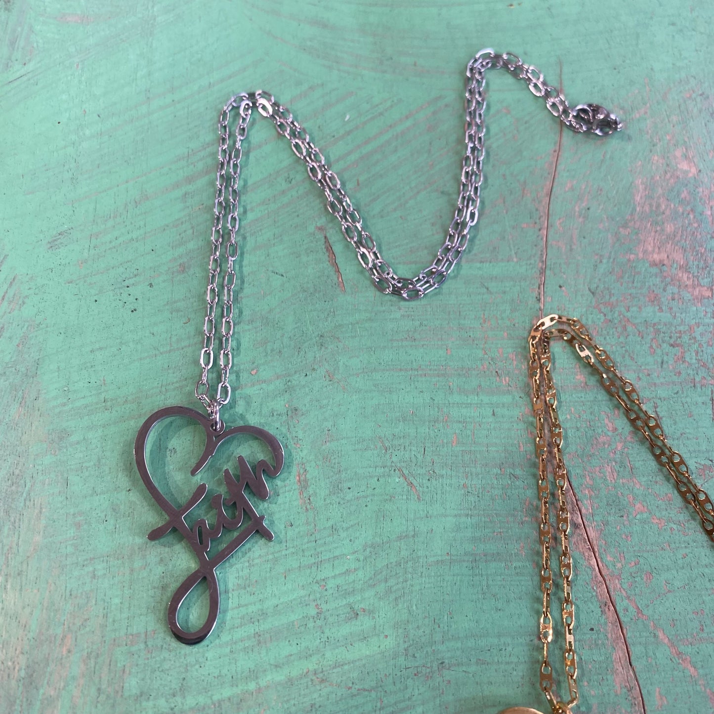 Stainless Steel Faith Heart Necklace