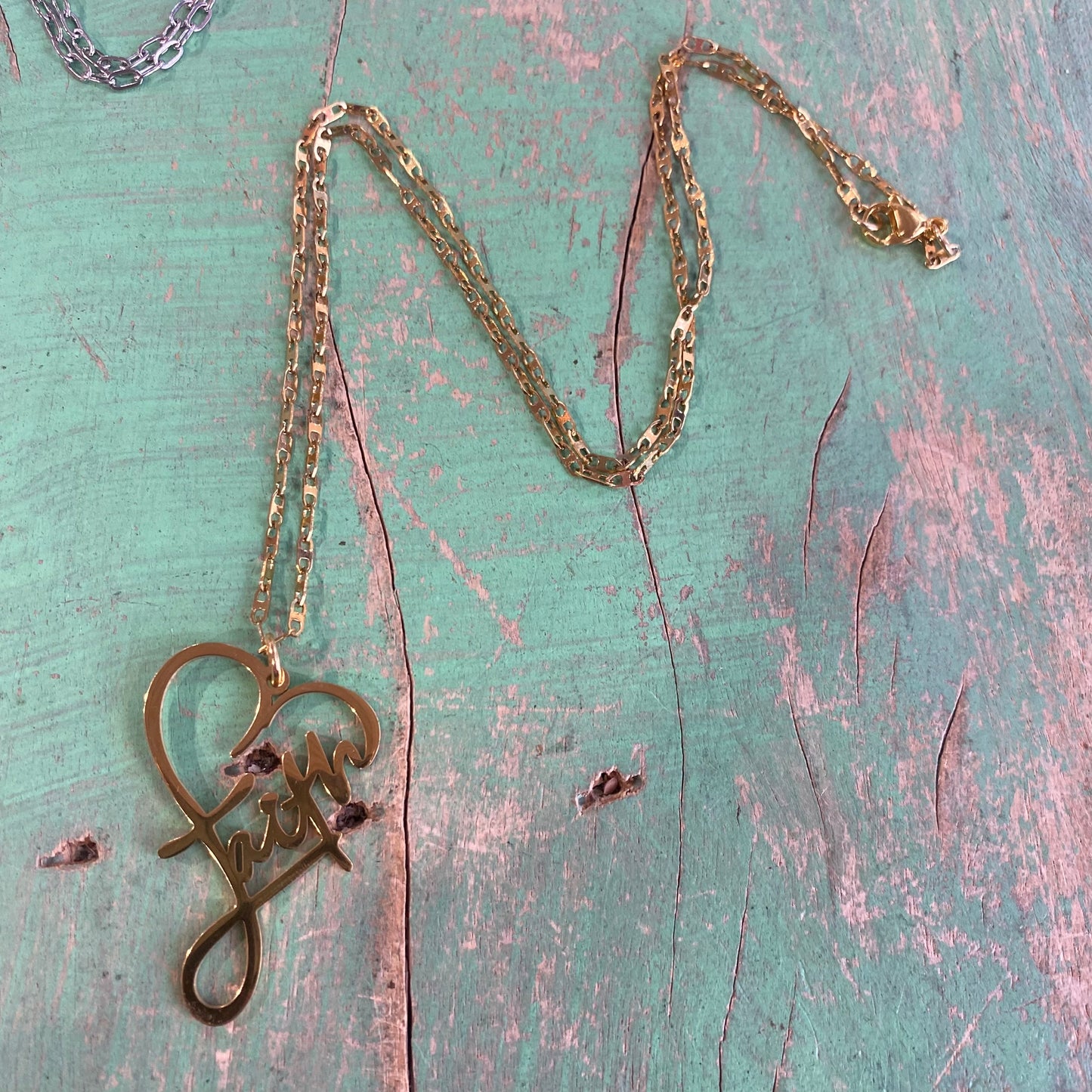 Stainless Steel Faith Heart Necklace