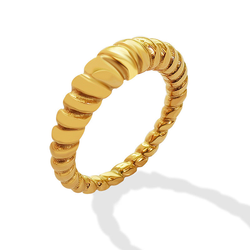 Gold Stainless Steel Rope Dome Ring