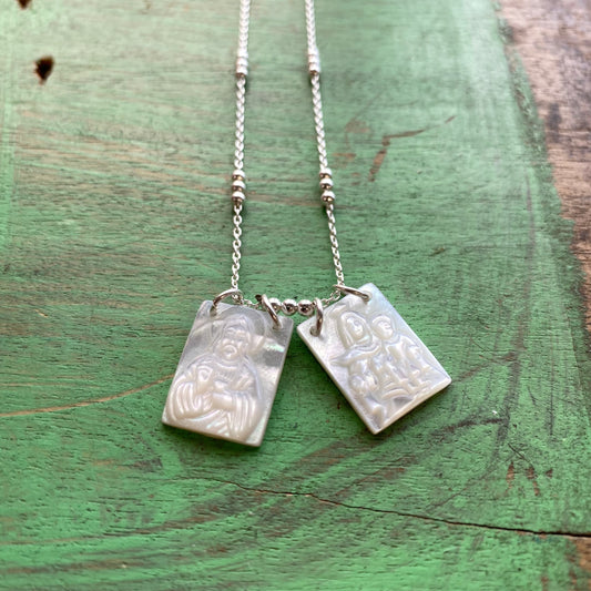 Sterling Silver and Shell Scapular