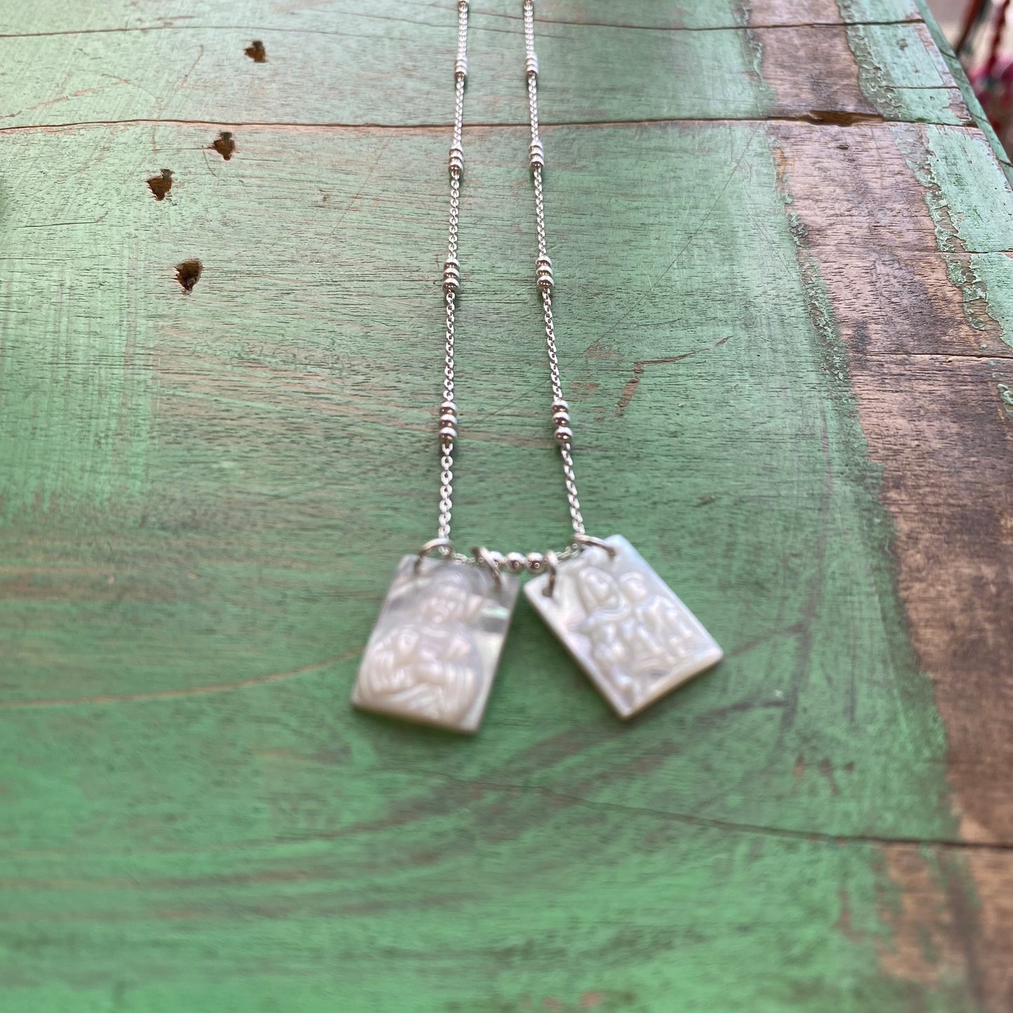 Sterling Silver and Shell Scapular