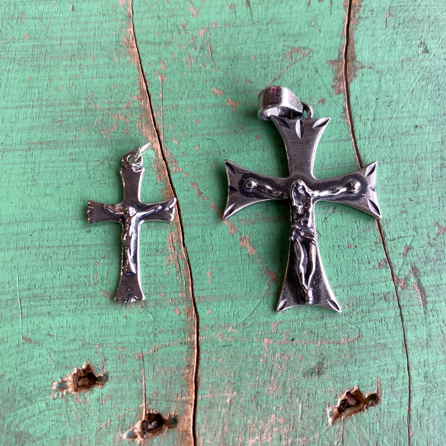 Sterling Silver Small and Large Crucifix