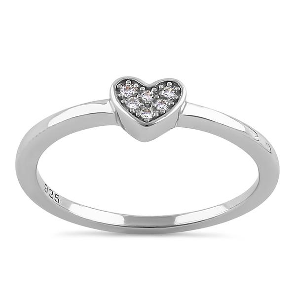 Elegant Heart Cluster CZ Ring