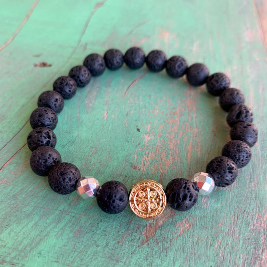 Lava Bead St Benedict Bracelet