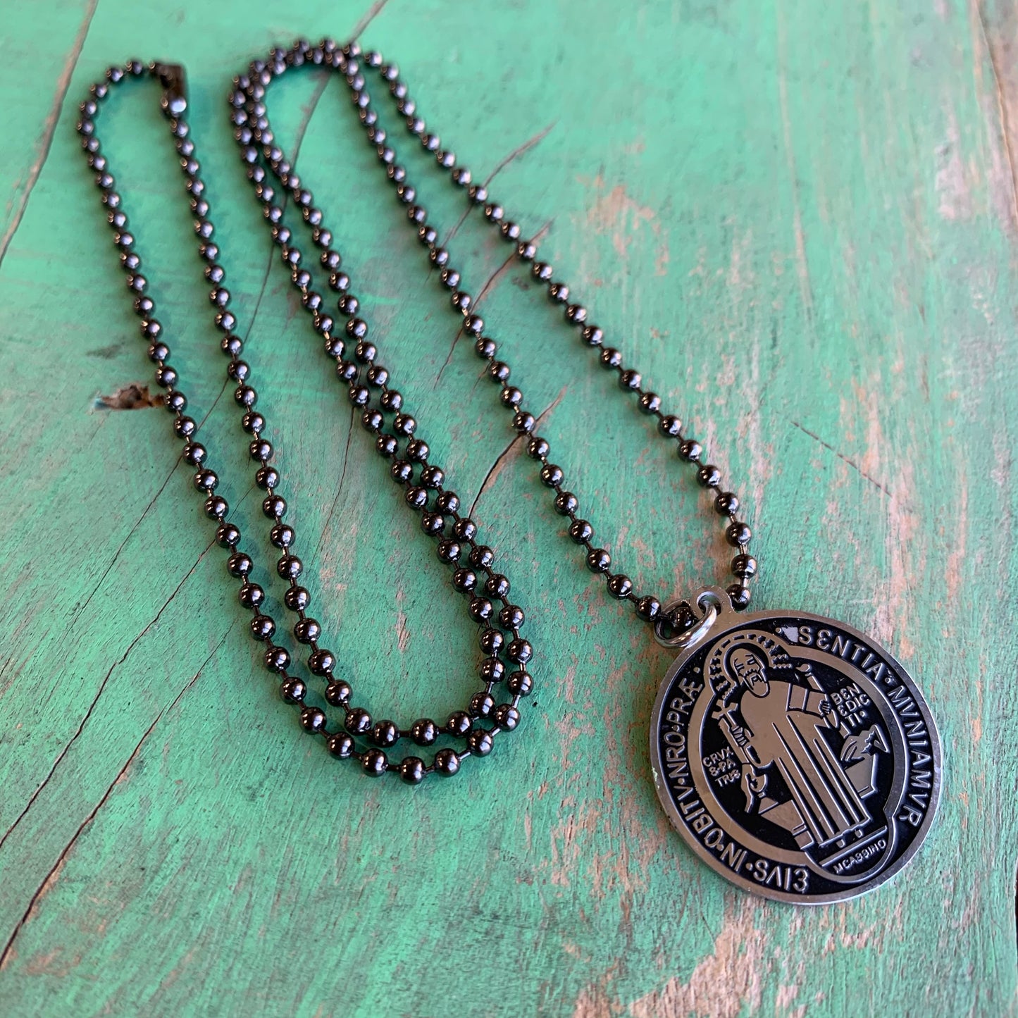 Gunmetal St Benedict Ball Chain