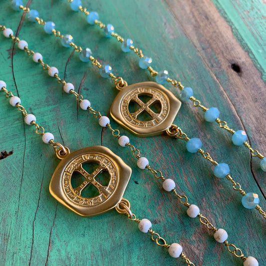 Matte Gold St Benedict Link Necklace