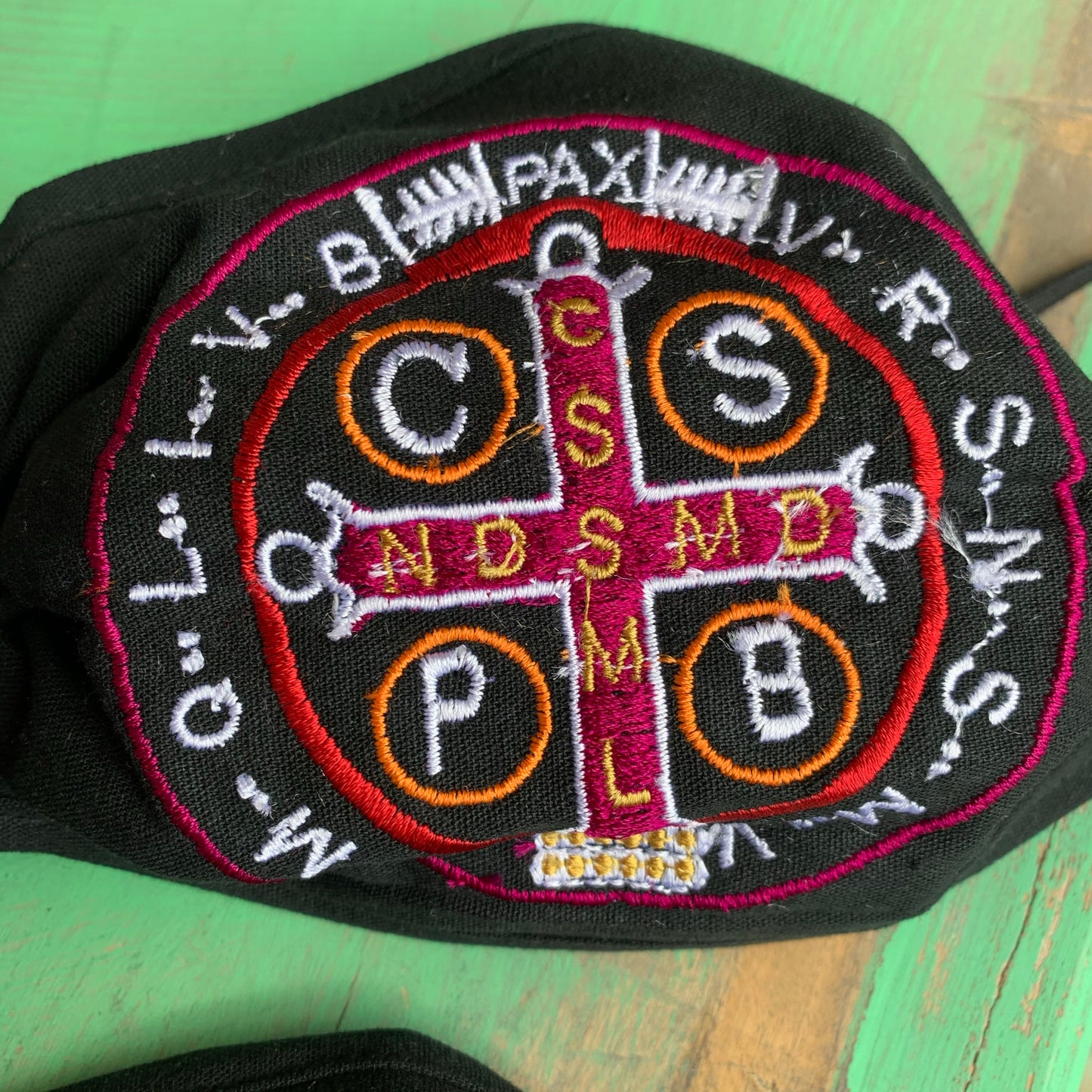 Embroidered St Benedict Mask