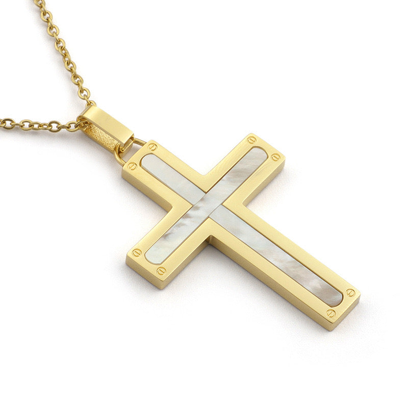 Stainless Steel Shell Cross Necklace