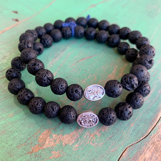 St Michael Black Lava Bracelet